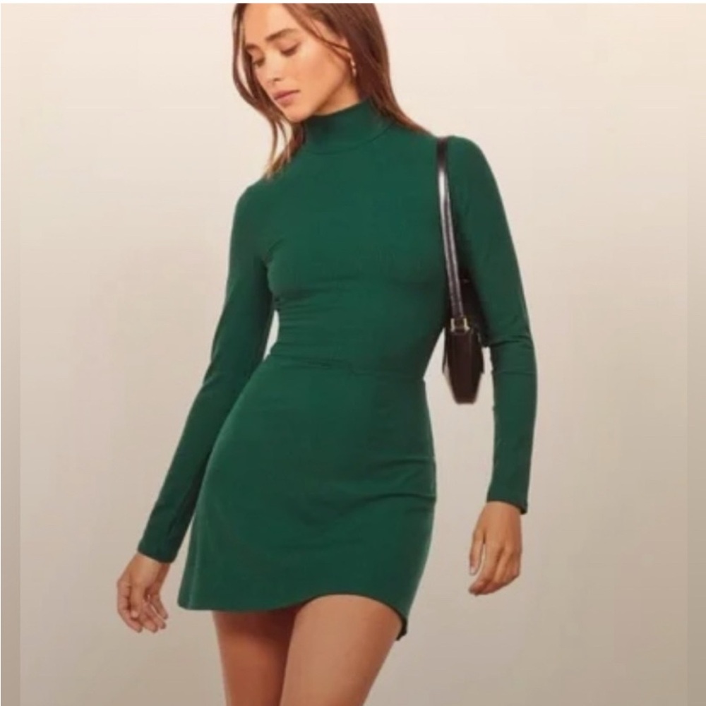 Reformation green turtle neck dress